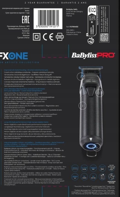 FX799MBE BABYLISS TRYMER , DO WŁOSÓW BRODY , BLACK SKELETON