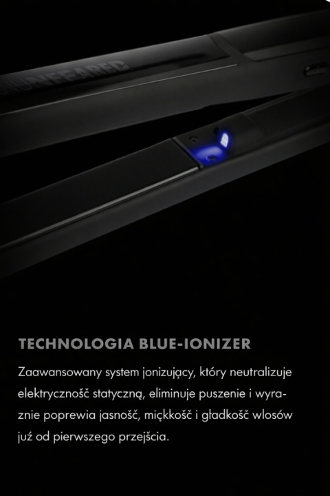 UG170 UPGRADE Prostownica do włosów z niebieskim światłem jonizującym Slim z tytanowymi płytkami
