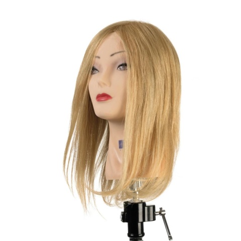 I118 LABOR , GŁÓWKA TRENINGOWA , DLA FRYZJERA , 30 cm, średnio-krótka, jasny blond